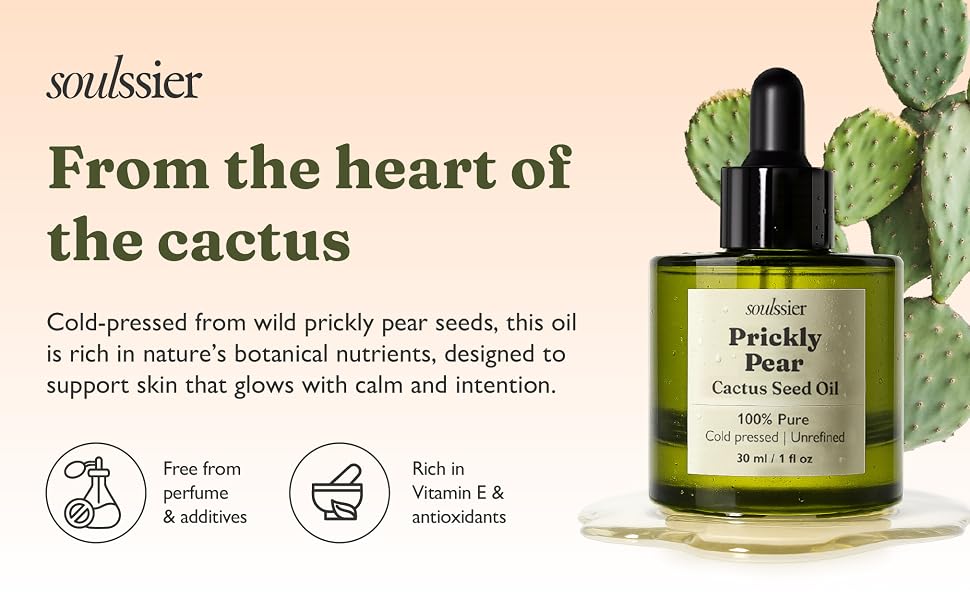 Soulssier Prickly Pear Seed Oil, cold-pressed from prickly pear seeds
